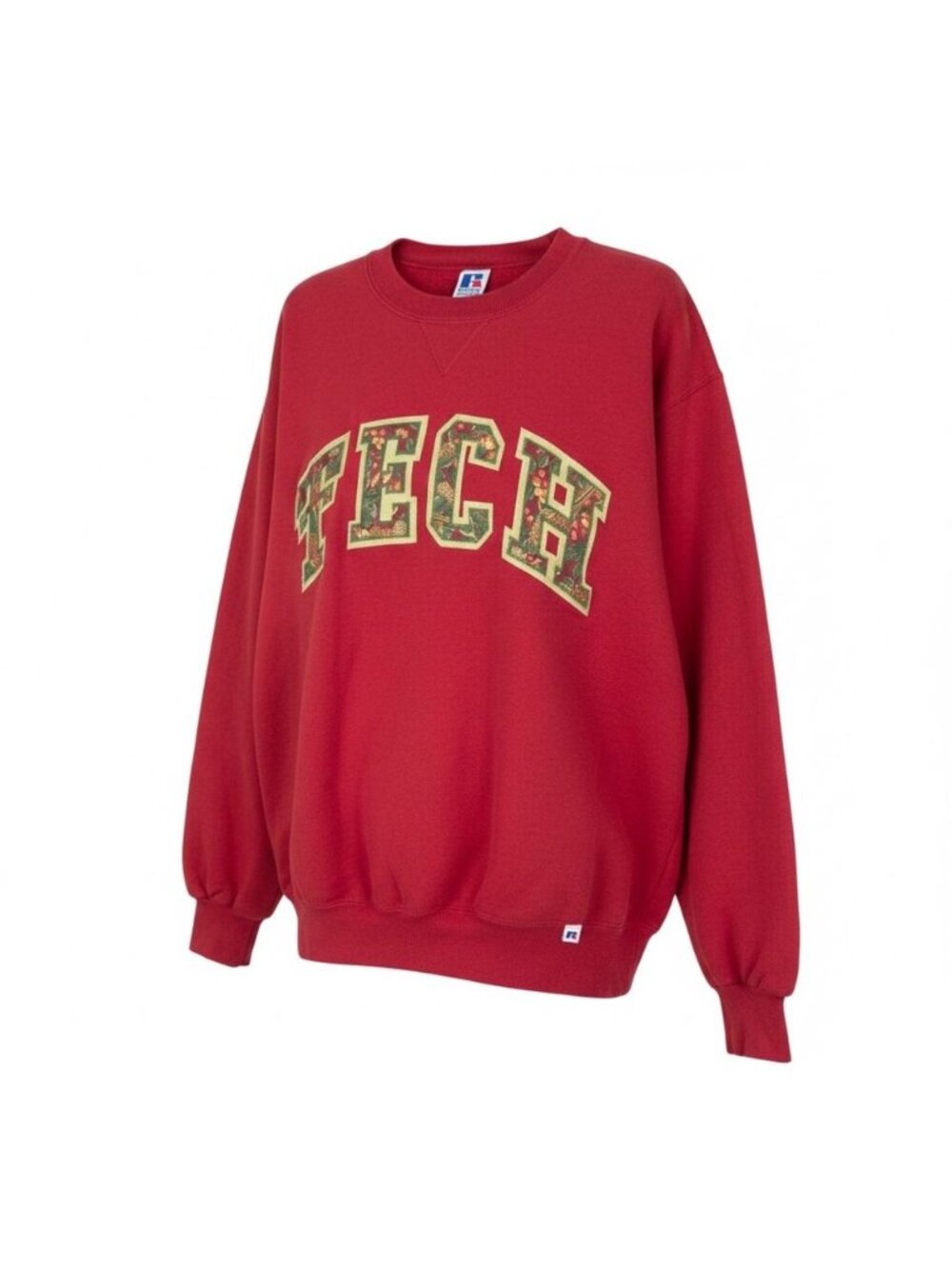 Russell Athletic Crewneck Red Texas Tech Floral Appliqué Sweatshirt Size Large